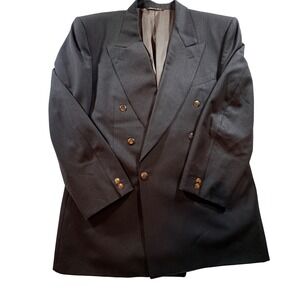 Canali Milano Mens Double Breasted Wool Blazer Jacket Brown 50R Made in Italy